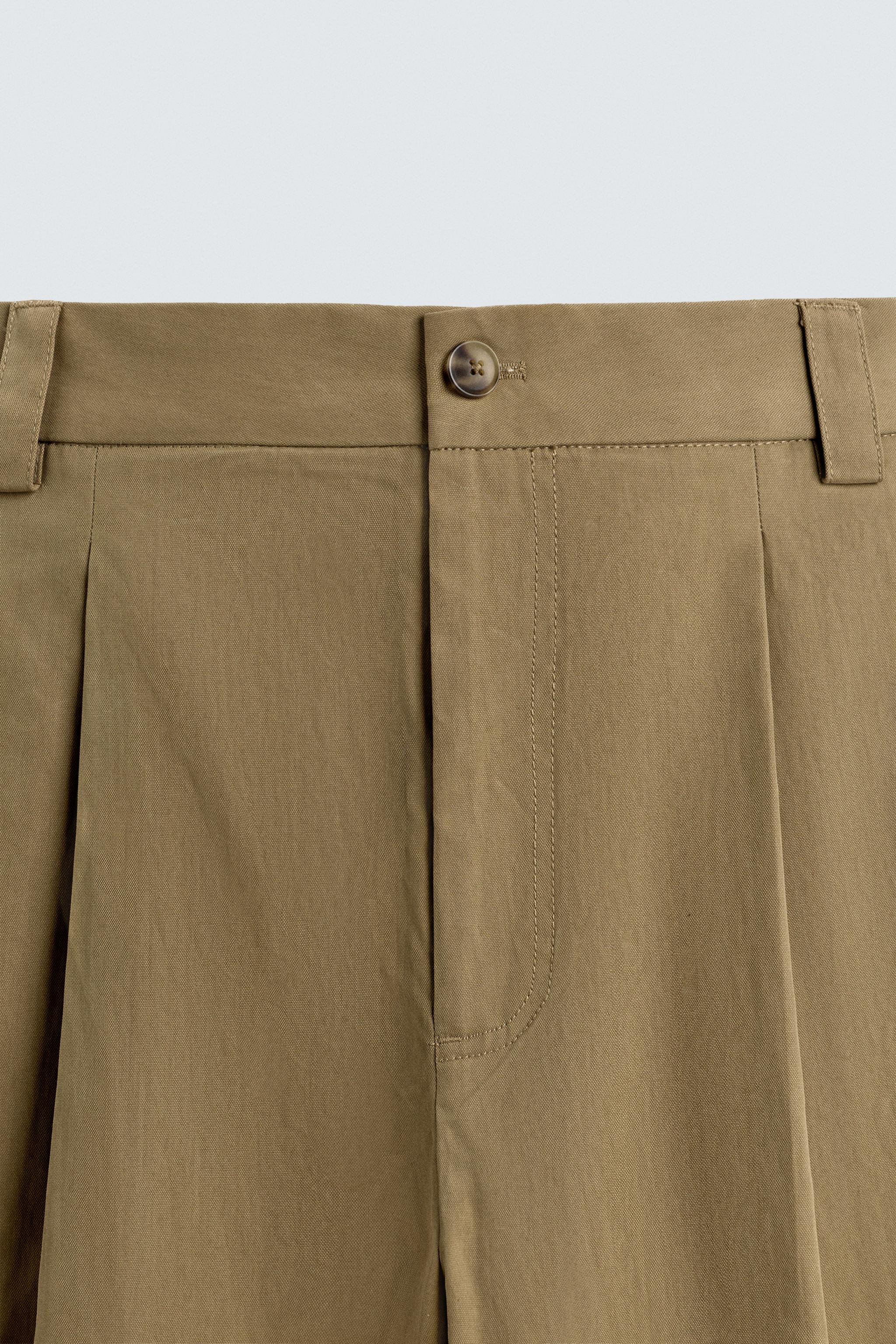 PLEATED BARREL FIT PANTS